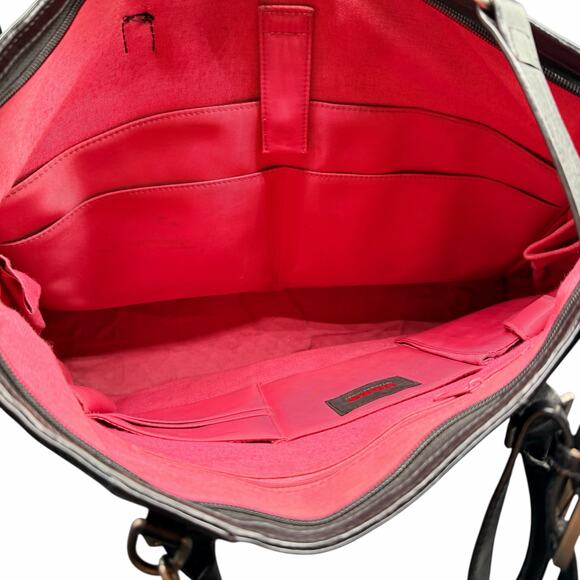 Hobo International Black Leather Briefcase Laptop Bag Shoulder Strap Vintage - Picture 4 of 16